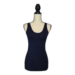 Spanx In And Out Top Navy Blue Shapewear Scoop Neckine Compression Womens Size L